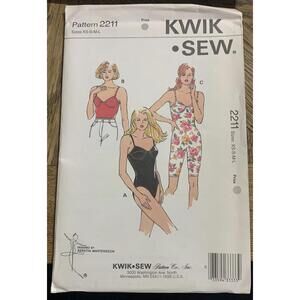Kwik Sew 2211 Misses Leotard Top & Unitard Pattern Vtg 1980s Sz XS-S-M-L Uncut